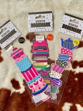 NWT Set of 3 Pipsticks Scented Bookmarks- Cake, Books, Tea